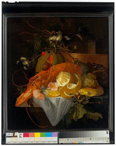 ロブスターのある静物 作： Elias van den Broeck