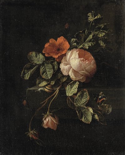 バラのある静物 作： Elias van den Broeck