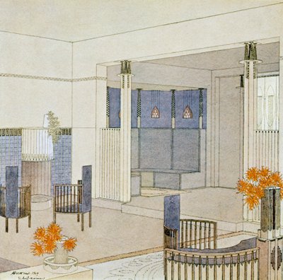 「Moderne Bauformen」より女性の居間のデザイン 作： Eliel Saarinen
