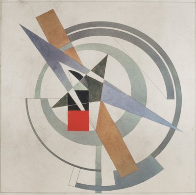 赤い四角のウェッジ (紙にガッシュ) 作： Eliezer Markowich Lissitzky