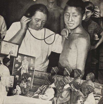 ソ連の医学。ソビエト社会主義は1933年に社会主義を構築しますからのイラスト。 作： Eliezer Markowich Lissitzky
