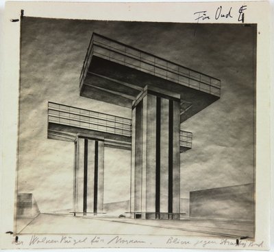 1925年モスクワのストラストノイ通りにある超高層ビルウォルケンビューゲル 作： Eliezer Markowich Lissitzky