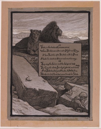 (オマル・ハイヤームのルバイヤートの挿絵）ジャムシードの宮廷 作： Elihu Vedder