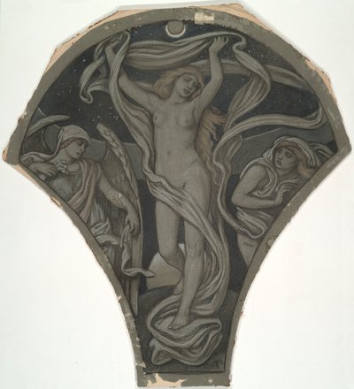 ルナの漫画、ハンティントン天井の 60 の習作から (1926.80) 作： Elihu Vedder