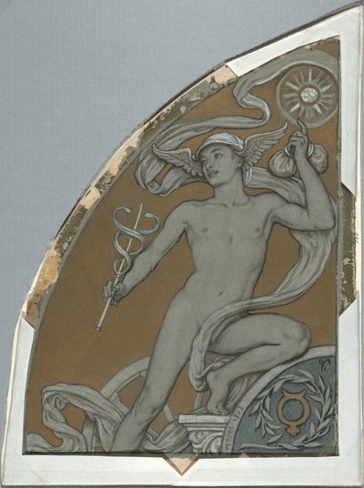 ハンチントン天井の 60 の習作からのマーキュリーの漫画 (1926.80) 作： Elihu Vedder