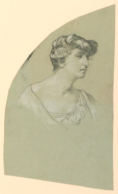 デッサン、若い女性の肖像画、1885年頃 作： エリフ・ヴェダー