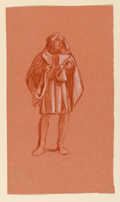 素描、頭巾を被った人物の習作、1885年頃 作： エリフ・ヴェダー