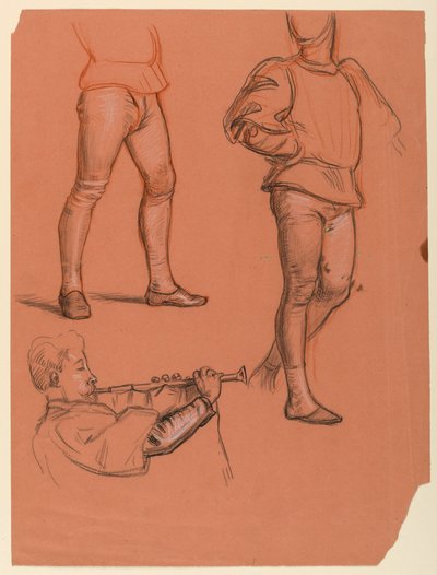 ドローイング、男性像の詳細、1885年頃 作： エリフ・ヴェダー