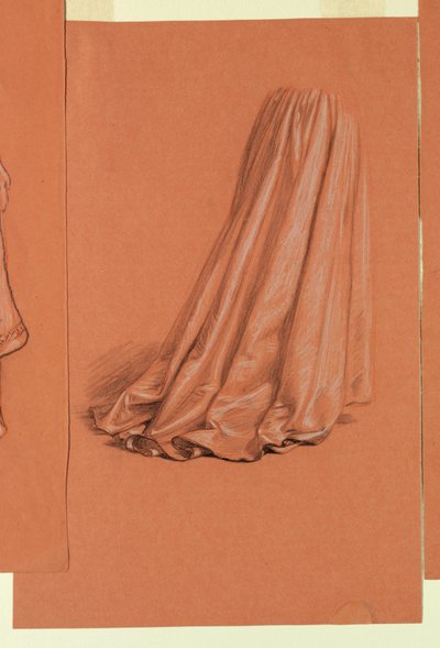 デッサン、ドレープ（油彩画「婚礼の行列」のための習作）、1872年頃 作： エリフ・ヴェダー