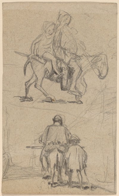 父と息子とロバ 作： Elihu Vedder