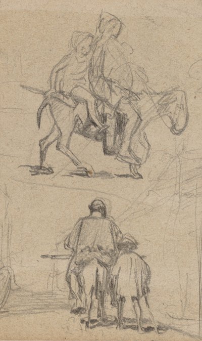 父、息子、ロバ、c。 1859年。 作： Elihu Vedder