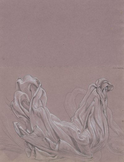 図の研究 (直腸); ドレープ研究 (裏面) 作： Elihu Vedder