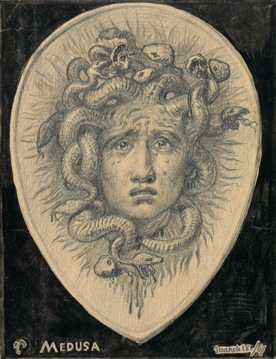 メデューサ、1867年（紙に鉛筆とインク） 作： Elihu Vedder