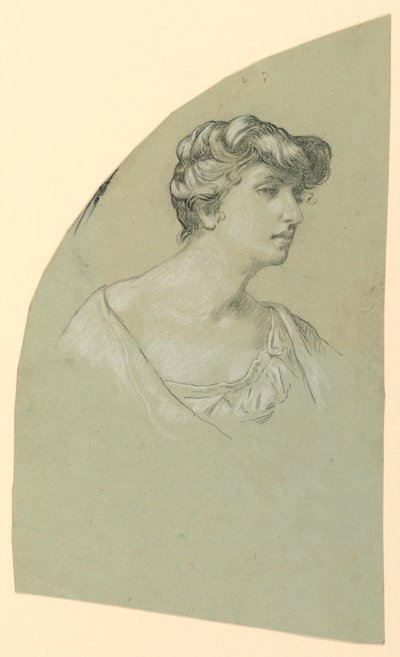 若い女性の肖像スケッチ 作： Elihu Vedder