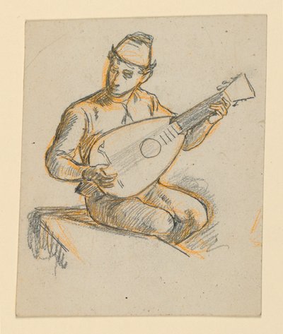 座ってリュートを弾く少年 作： Elihu Vedder
