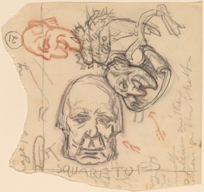 自画像：似顔絵、c。 1918年。 作： Elihu Vedder
