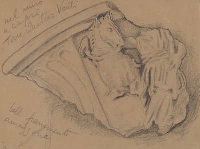 カプリ島の壁の断片のスケッチ、c。 1897年。 作： Elihu Vedder