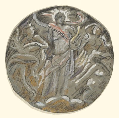 ハンティントン天井のトンド中心の習作 - アポロと四季 作： Elihu Vedder