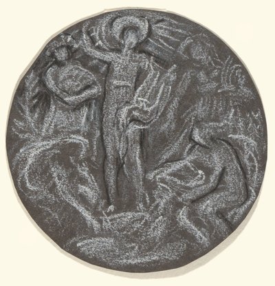 ハンティントン天井のトンド中心の習作：アポロと四季 作： Elihu Vedder