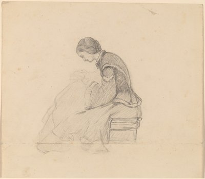 読書する少女の習作 作： Elihu Vedder