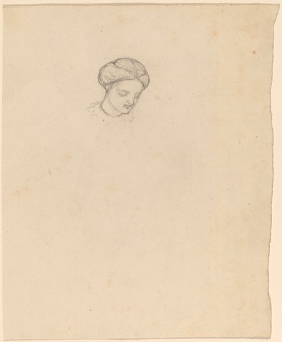 女の子の頭の研究、c。 1858年。 作： Elihu Vedder