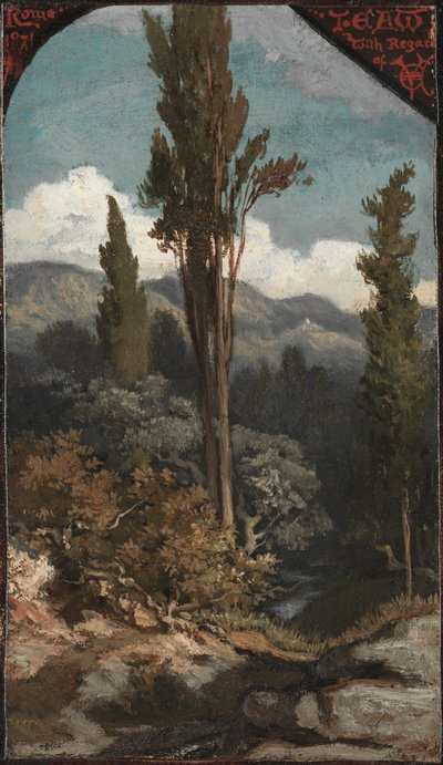 3本の木：イタリア、1871年。 作： Elihu Vedder