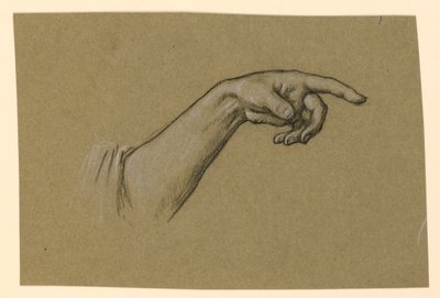 左手、手首、前腕を袖の先に向ける 作： Elihu Vedder