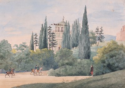 イタリアの風景の中の騎手 作： Elisa Bonaparte