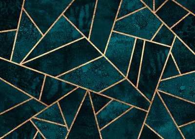 ティールゴールドの幾何学模様モザイク 作： Elisabeth Fredriksson