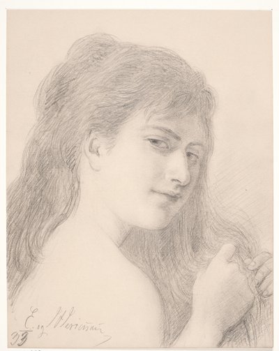 髪を編む女性のバスト 作： Elisabeth Jerichau Baumann