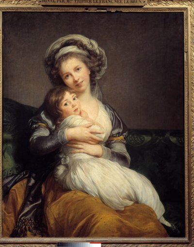 マダム・ヴィジェ・ル・ブランとその娘ジャンヌ・マリー・ルイーズ（1780-1819） マリー・エリザベート・ルイーズ・ヴィジェ・ル・ブラン（またはヴィジェ・ルブラン、ヴィジェ・ルブラン）（1755-1842）の絵画。1789 Sun.1.05 x 0.84 パリのルーヴル美術館 - ヴィジェ＝ル＝ブラン夫人と娘のジェア・ル＝ブラン。 作： Elisabeth Louise Vigee Lebrun