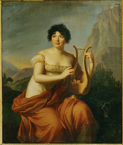 ジェルメーヌ・ネッケル、スタール夫人の肖像（木・油彩） 作： Elisabeth Louise Vigee-Lebrun