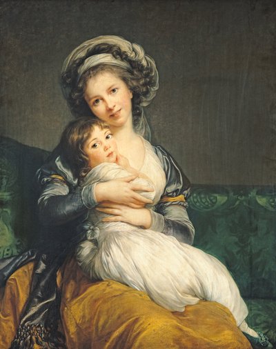 彼女の子供と一緒にターバンでの自画像 作： Elisabeth Louise Vigee Lebrun
