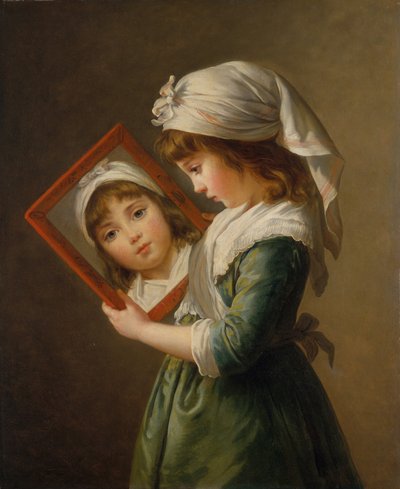 ジュリー・ル・ブラン1780-1819鏡を見る、1787年。 作： Elisabeth Louise Vigee Lebrun