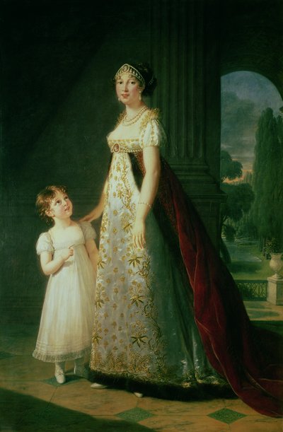 マリア・カロライナ・ボナパルト（1782-1839）ナポリの女王と娘のラエティシア・ムラト 作： Elisabeth Louise Vigee Lebrun