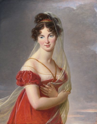 「「アグラエ・アンジェリック・ガブリエル・ド・グラモン（1787-1842）の肖像、アレクサンドル・リヴォヴィッチ・ダヴィドフ将軍（1773-1833）の妻」」 マリー・ルイーズ・エリザベス・ヴィジェ・ルブラン（Vigee-Lebrun）（1755-1842）による絵画（1800-1805）コレクションプライベート 作： Elisabeth Louise Vigee Lebrun