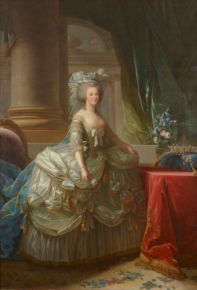 フランス1755-1793年の女王マリーアントワネットの肖像、c。 1785年。 作： Elisabeth Louise Vigee Lebrun