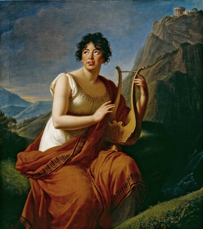 作者バロンヌアンルイーズジャーメインドスタール1766-1817の肖像画。 作： Elisabeth Louise Vigee Lebrun