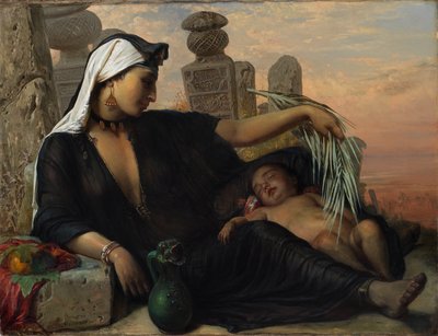彼女の赤ちゃんとエジプトのフェラの女性 作： Elisabeth Maria Anna Jerichau Baumann
