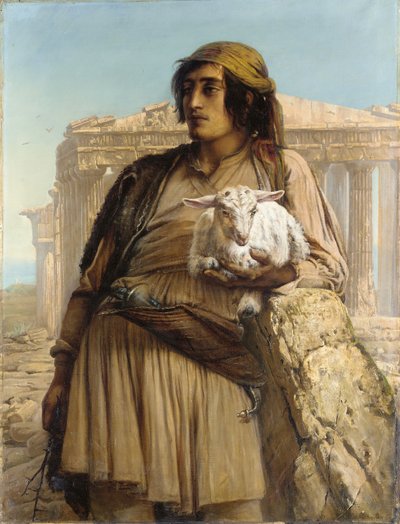 パルテノン神殿の前に立っている羊飼いの少年 作： Elisabeth Maria Anna Jerichau Baumann