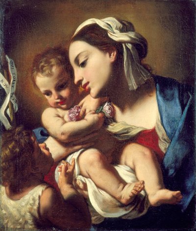 聖母子と幼子聖ヨハネ、1664年。 作： Elisabetta Sirani