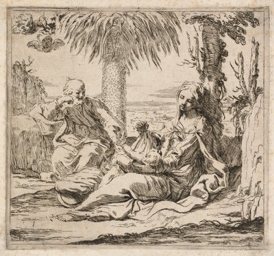 エジプトへの逃避行での休息 作： Elisabetta Sirani
