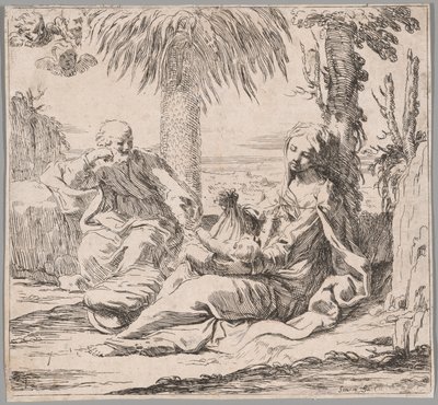 エジプトへの逃避行での休息 作： Elisabetta Sirani