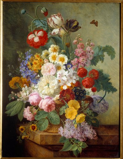 Elise Bruyere（1776-1842）によるロカイユ絵画の花 1836日。 0,84x0,64 m ルーアン、ボザール美術館 - 岩の花。 Elise Bruyere（1776-1842）による絵画 作： Elise Bruyere