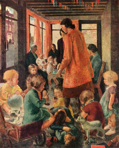 「避難者プレイセンター」、1943年頃。 作： Elise Dalton Hewland