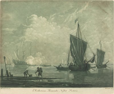 Alexander Nisbit のコレクションからの出荷シーン、1720 年代。 作： Elisha Kirkall