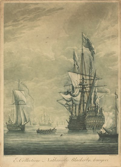 1720 年代のナサニエル・ブラッカービーのコレクションからの出荷シーン。 作： Elisha Kirkall