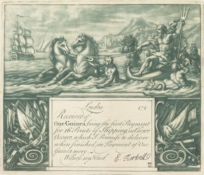 サブスクリプションの領収書 (Neptune および Juno) 作： Elisha Kirkall, after George Vertue, after Louis Chéron