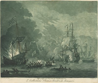 7人のアルジェリンと戦う 作： Elisha Kirkall after Willem van de Velde the Elder