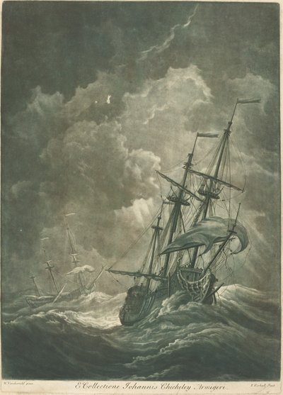 John Chicheley のコレクションからの出荷シーン 作： Elisha Kirkall after Willem van de Velde the Elder